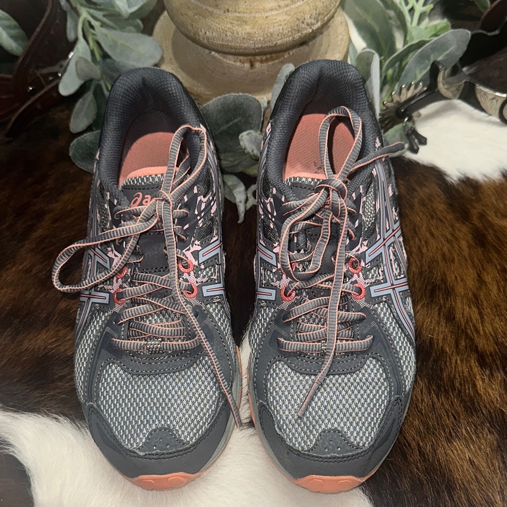 ASICS Women's Charcoal and Coral Sneakers